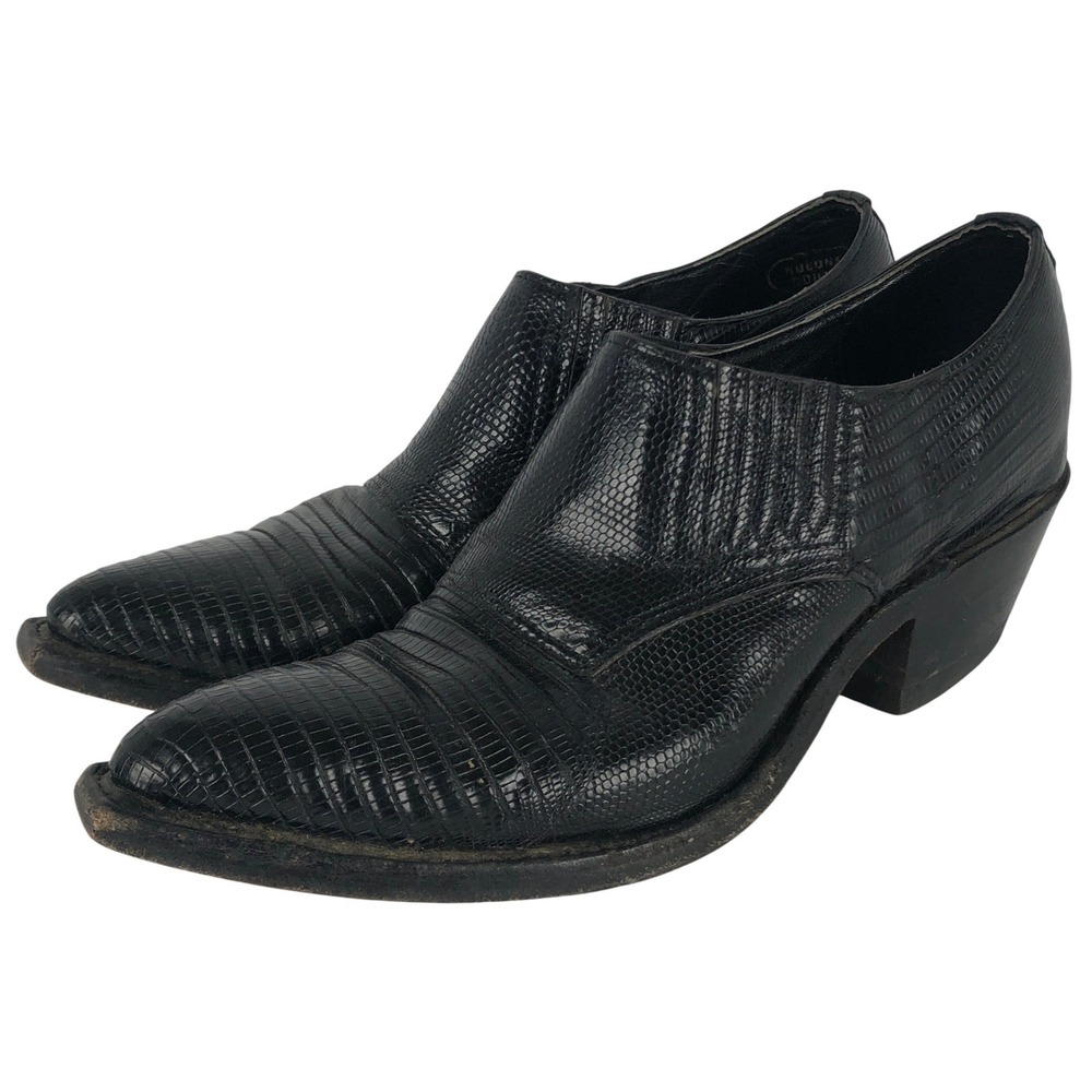 NOCONA Lizard Skin Western Pointed Toe Ankle Boots Women's 6 B Black Cowgirl